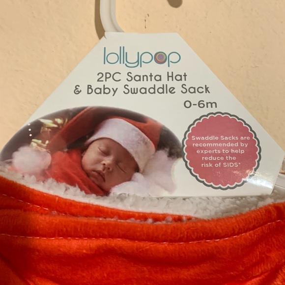 Baby Christmas Santa hat and baby swaddle sack New 0-6 months - Picture 6 of 8